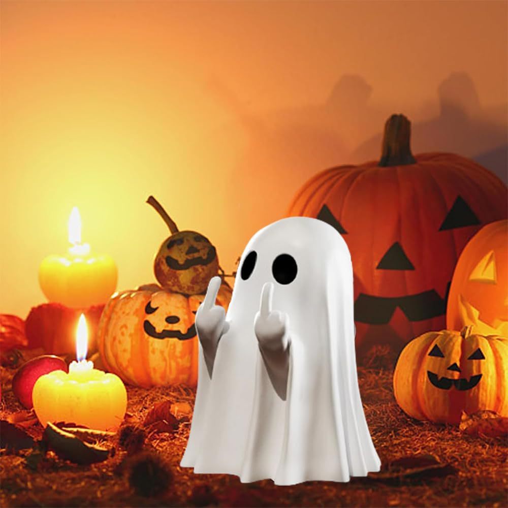 Resin Art Coffee Table - Middle Finger Cute Ghost Statue, Ghosts