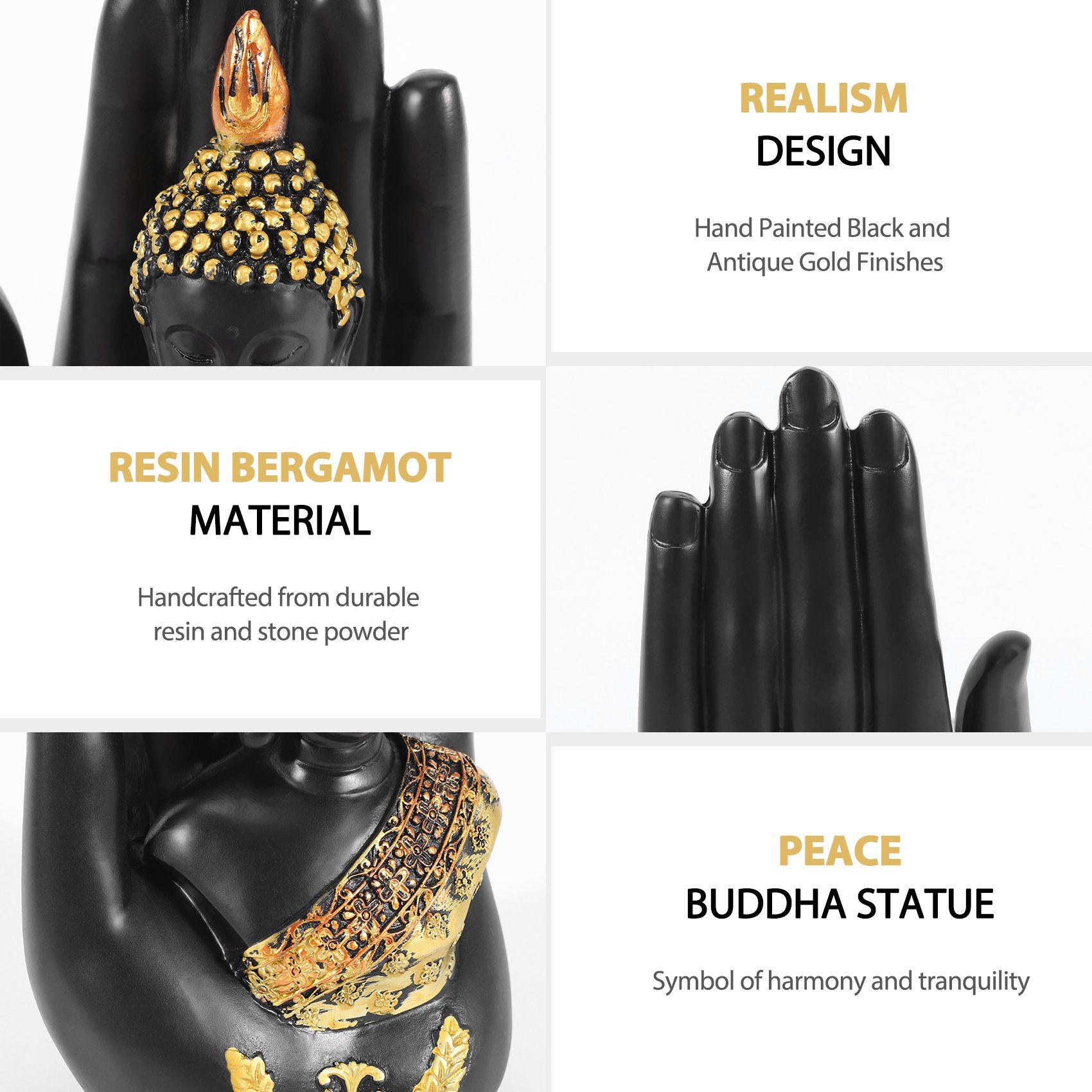 Resin Art Sculptures - ABMS-Thai Buddha In The Palm Statue