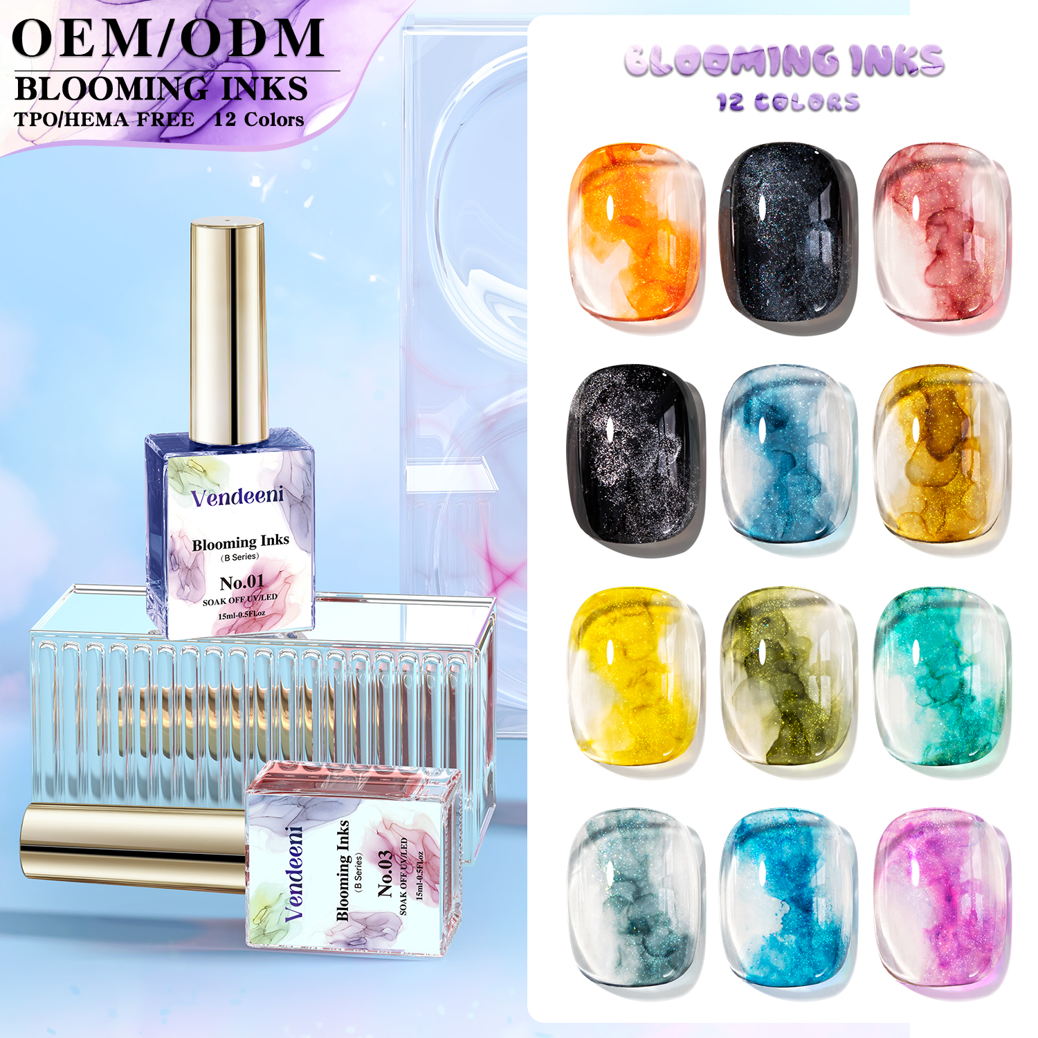 Resin Art Alcohol Ink - Vendeeni 12Colors Water Blooming Marble Inks