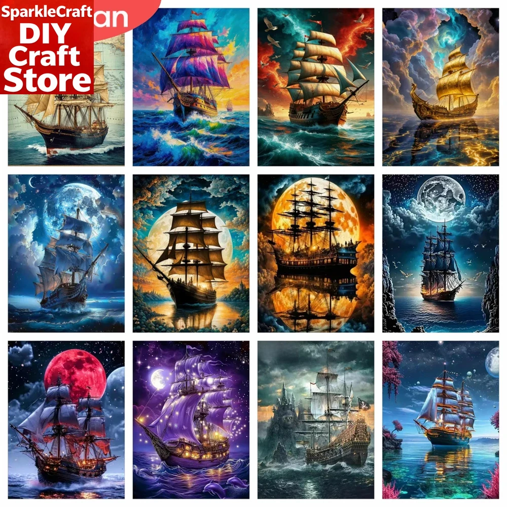 Resin Art Wall - unframe Diamond Painting Novelties 2026 Sailboat