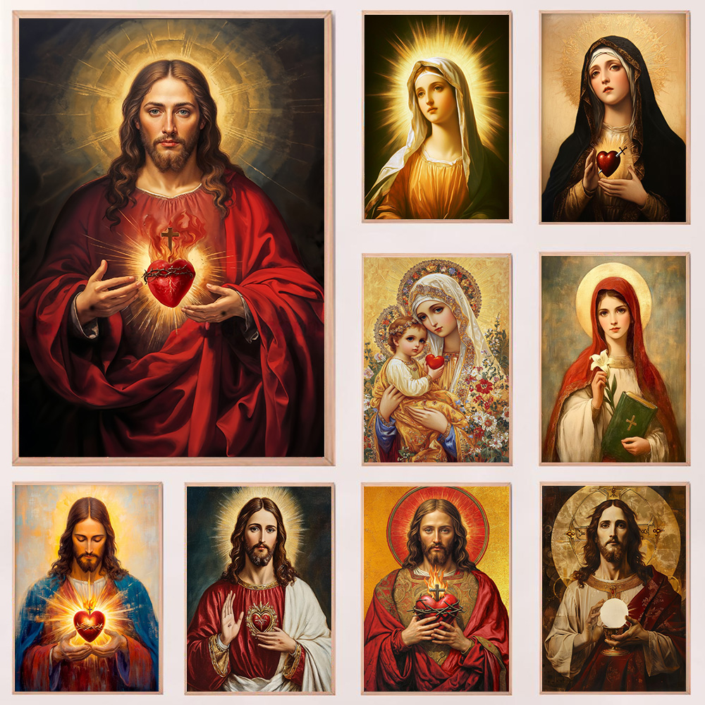 Resin Art Heart - Christian Sacred Heart Jesus Art Posters