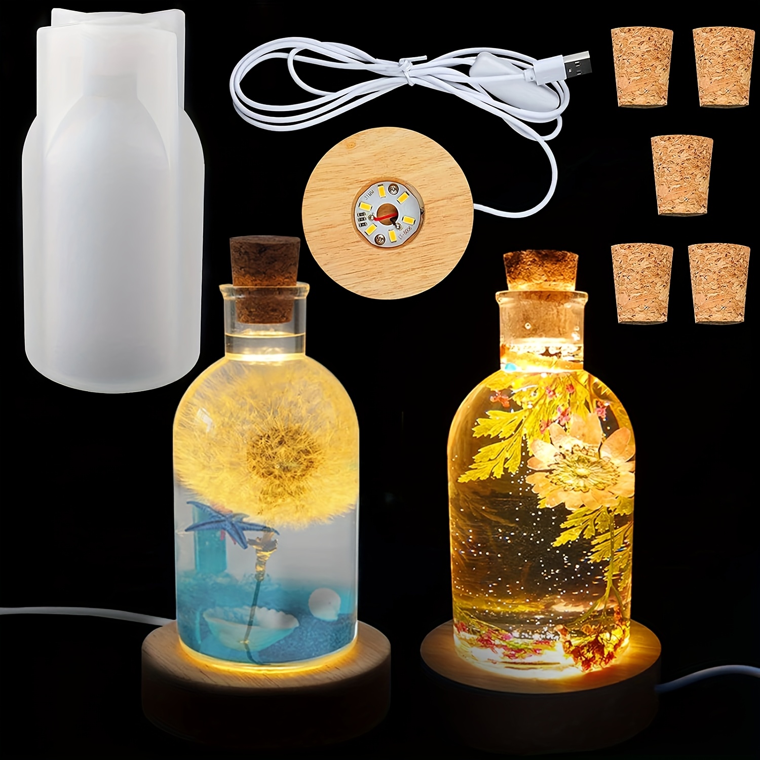 Resin Art Lamp - Drift Bottle Light Resin Mold Set,