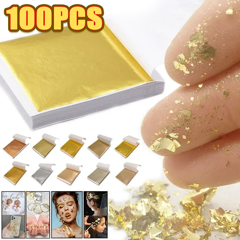 Resin Art For Anniversary Gift - 100Pcs Imitation Gold Foil Sheets 9x9cm