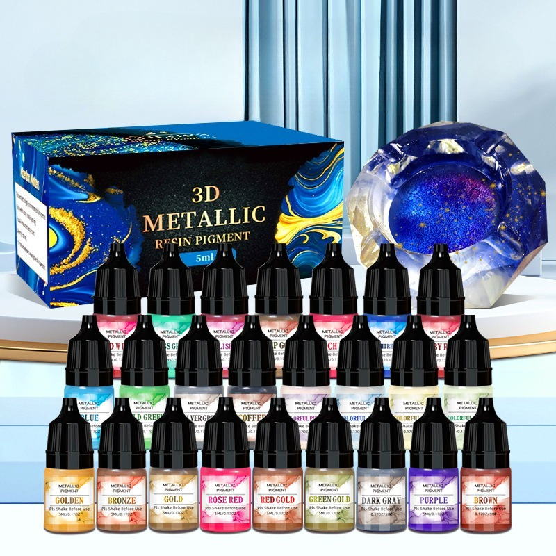 Resin Art Alcohol Ink - 24-Color Metallic Alcohol Ink Set 5ml