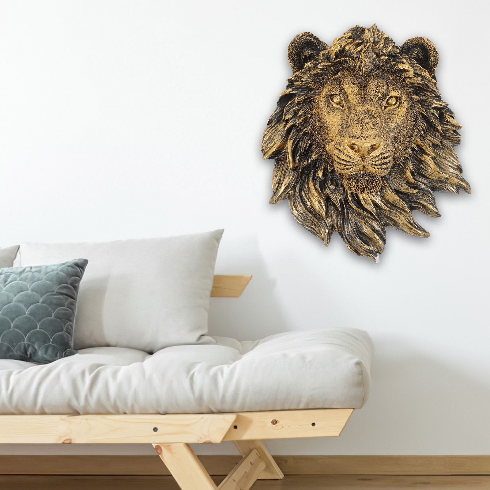 Resin Art Sculptures - Fake Lion Head Wall Ornament Large