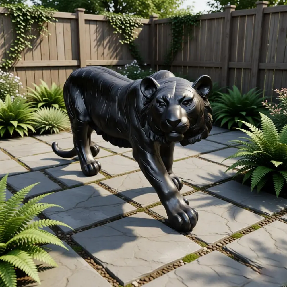 Resin Art Sculptures - Black Tiger Statue Outdoor Decor Resin