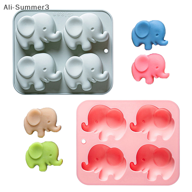 Resin Art Accessories - 4-hole Baby Elephant Silicone Mold Cute