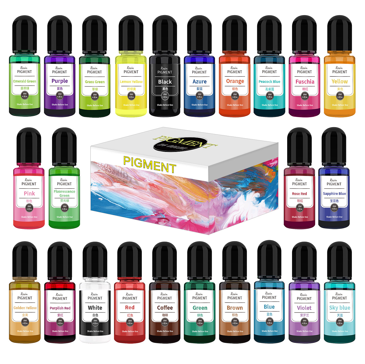 Resin Art Alcohol Ink - 24/30 Colors Set 10ml Epoxy Resin