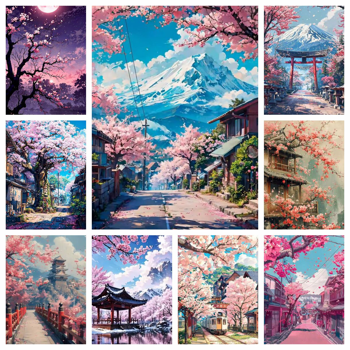 Resin Art Wall - 1PC frameless Japanese Cherry Blossom 5D