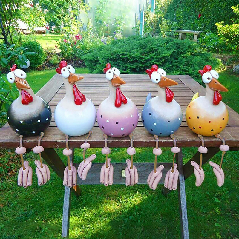 Funny Chicken Fence Decor Resi - Resin Art Sculptures ulasan dan harga