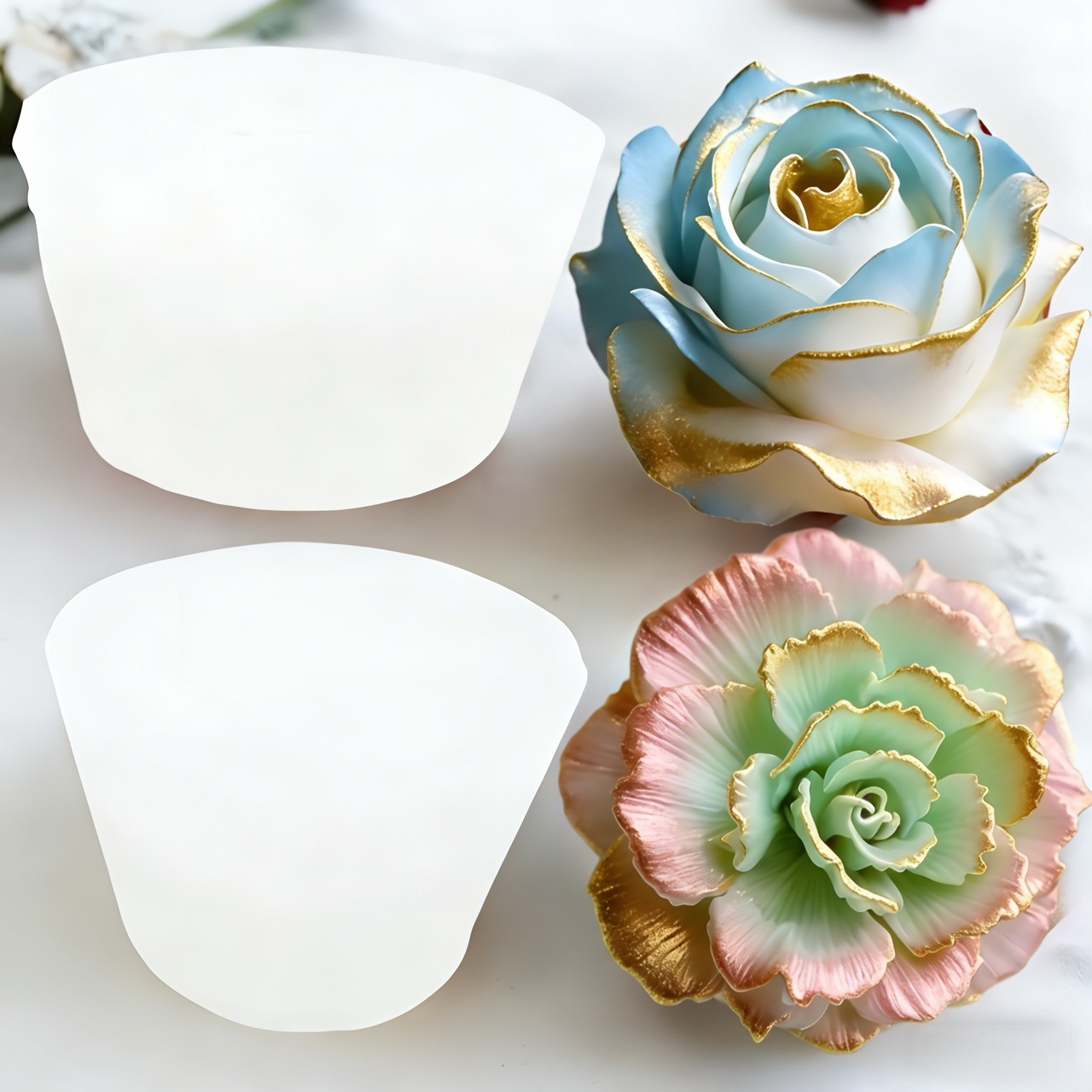 2-Piece 3D Rose Carnation Sili - Resin Art Rose Petals ulasan dan harga