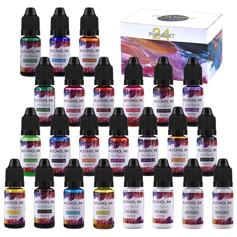 24 Color/Set 10ml  Resin Pigme - Resin Art Alcohol Ink ulasan dan harga