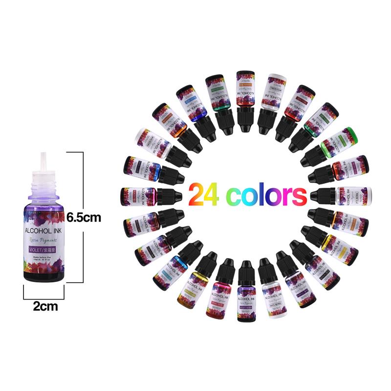 24 Color/Set 10ml  Resin Pigme - Resin Art Alcohol Ink ulasan dan harga
