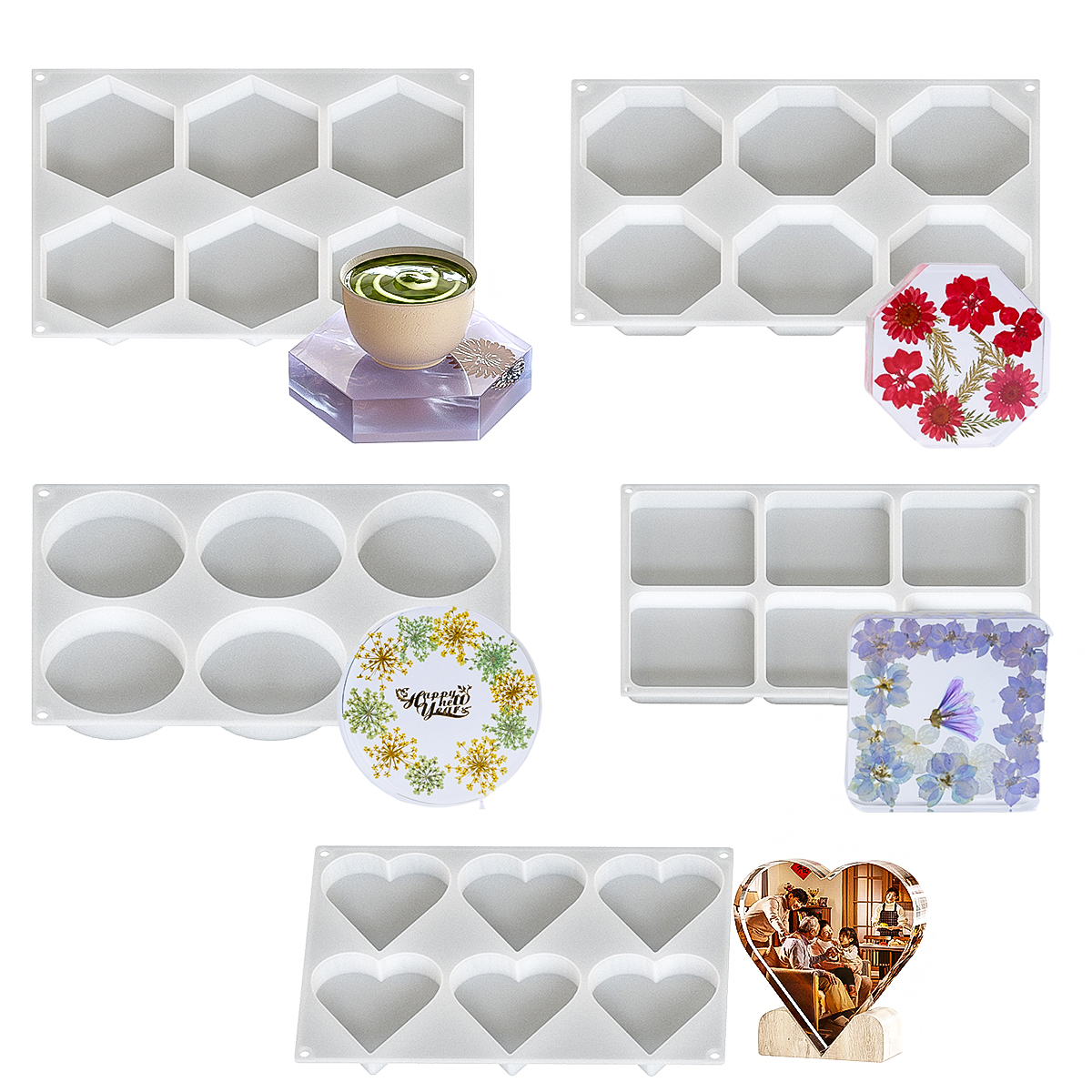 6 Holes Coaster Silicone Mold  - Resin Art Tray ulasan dan harga