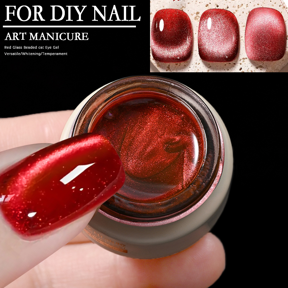8ml Ruby Red Cat Eye Gel Nail  - Resin Art Gel ulasan dan harga