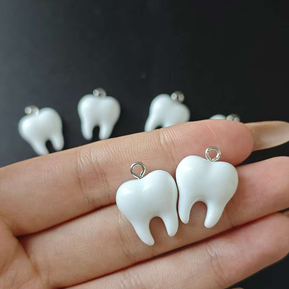 10pcs Cute White Teeth Resin P - Resin Art Keychain ulasan dan harga