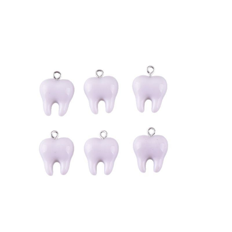 10pcs Cute White Teeth Resin P - Resin Art Keychain ulasan dan harga
