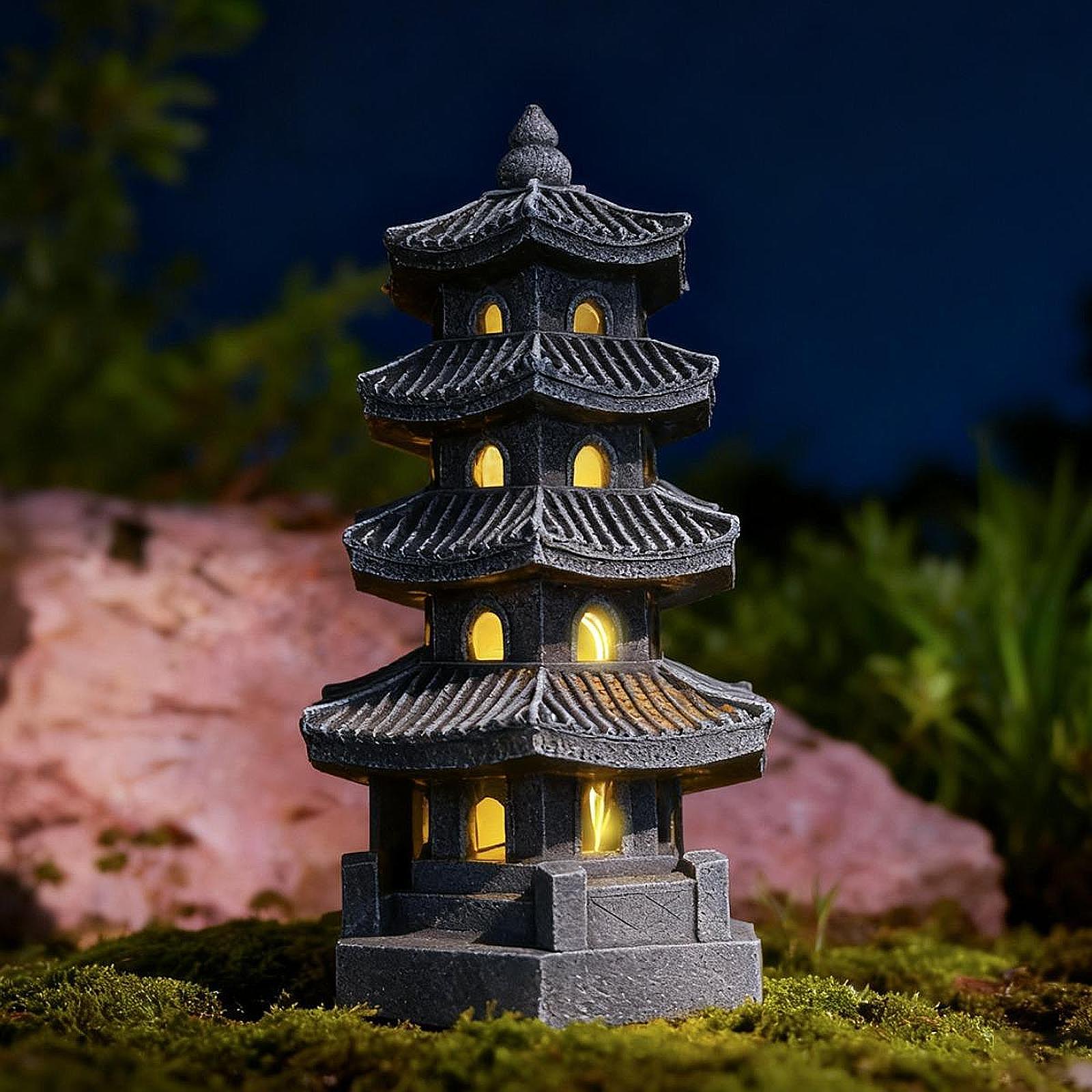Solar Pagoda Lantern Garden St - Resin Art Lamp ulasan dan harga