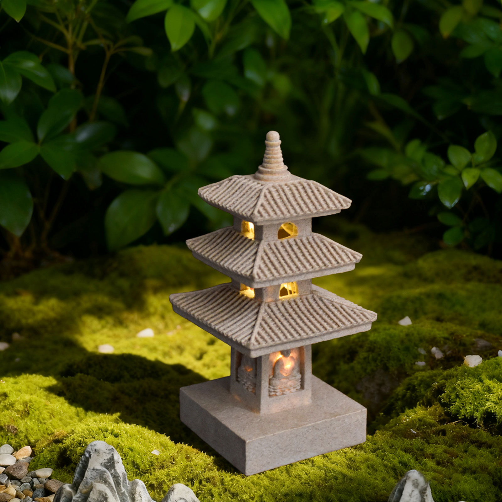 Solar Pagoda Lantern Garden St - Resin Art Lamp ulasan dan harga
