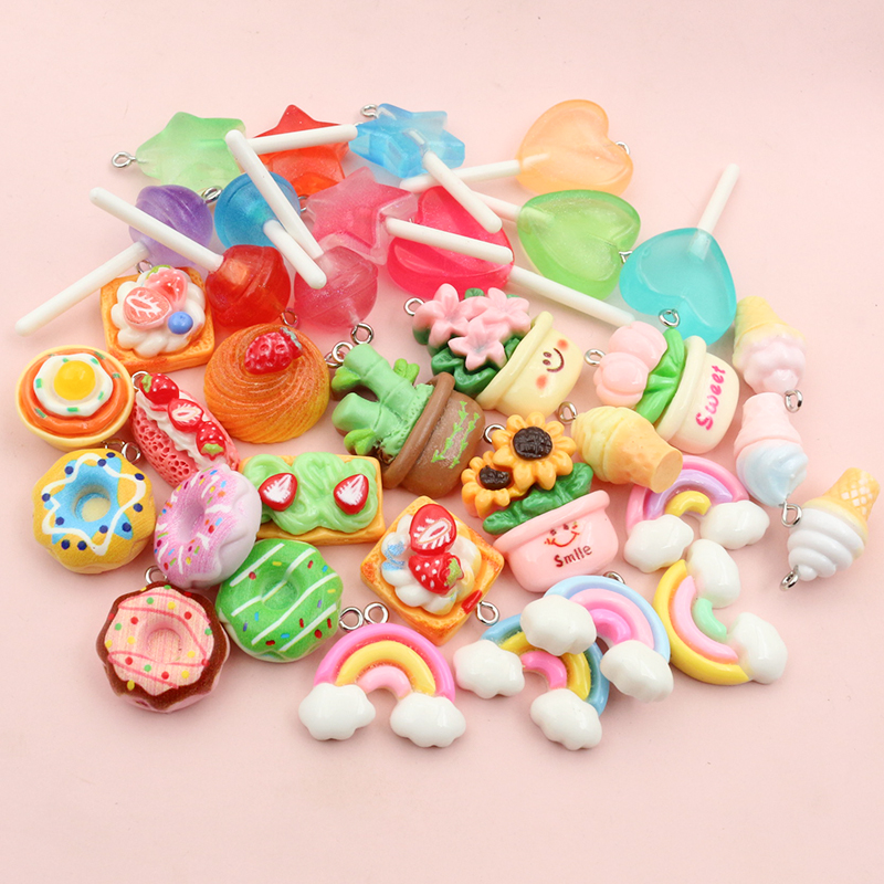 10pcs Mixed Colors Resin Cute  - Resin Art Keychain ulasan dan harga