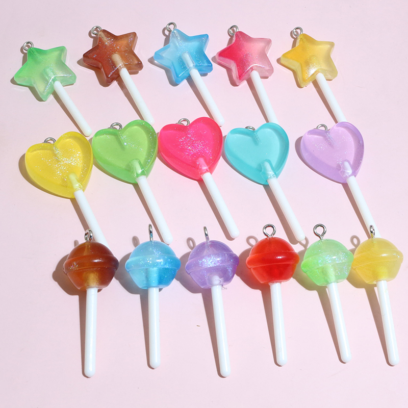 10pcs Mixed Colors Resin Cute  - Resin Art Keychain ulasan dan harga