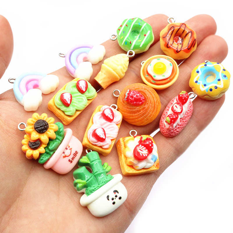 10pcs Mixed Colors Resin Cute  - Resin Art Keychain ulasan dan harga