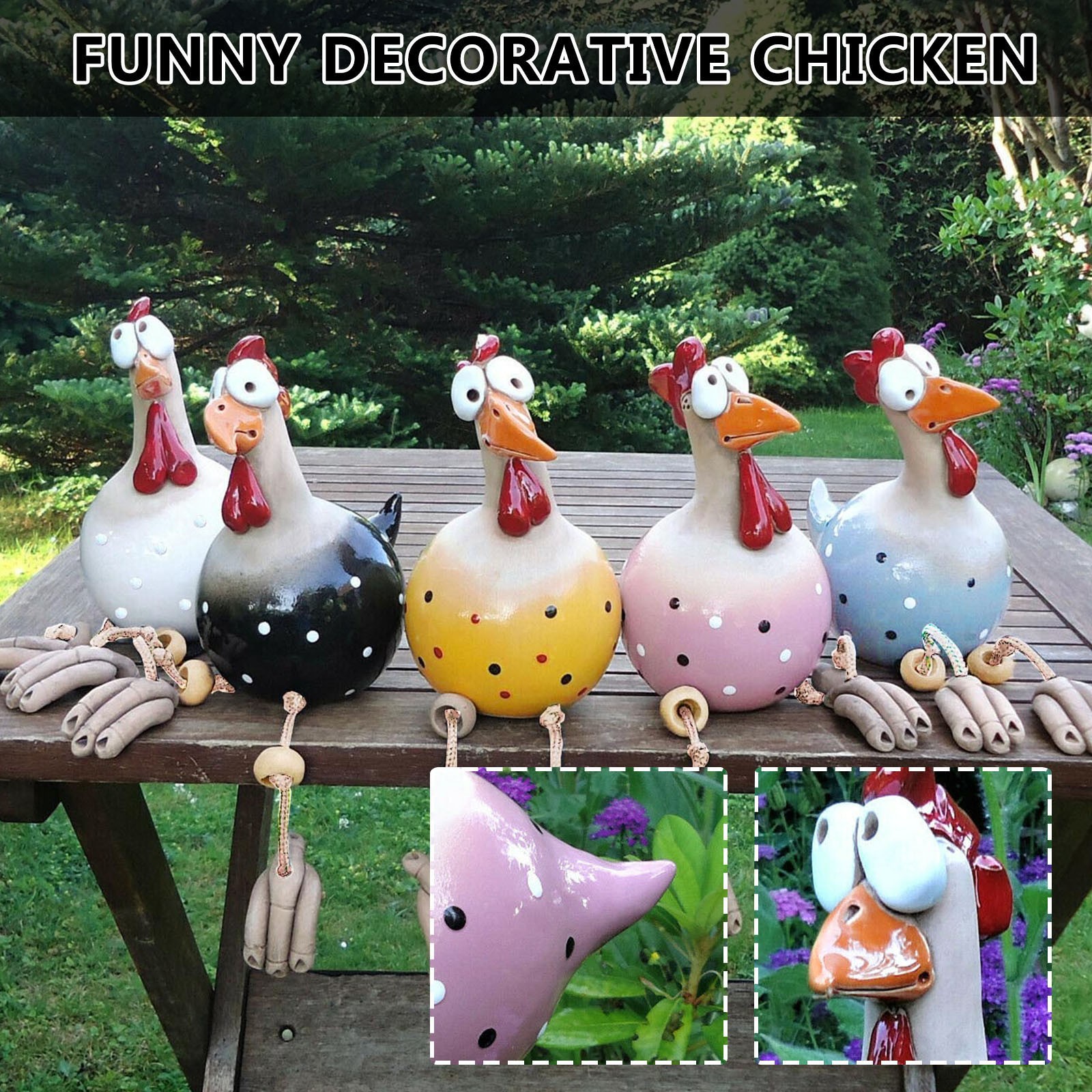 Funny Chicken Fence Decor Resi - Resin Art Sculptures ulasan dan harga