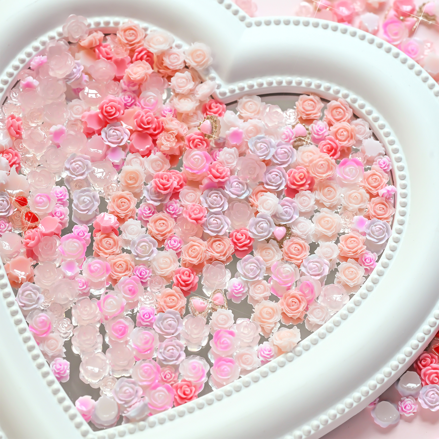 12grids Cute Red Bow Heart Res - Resin Art Rose Petals ulasan dan harga