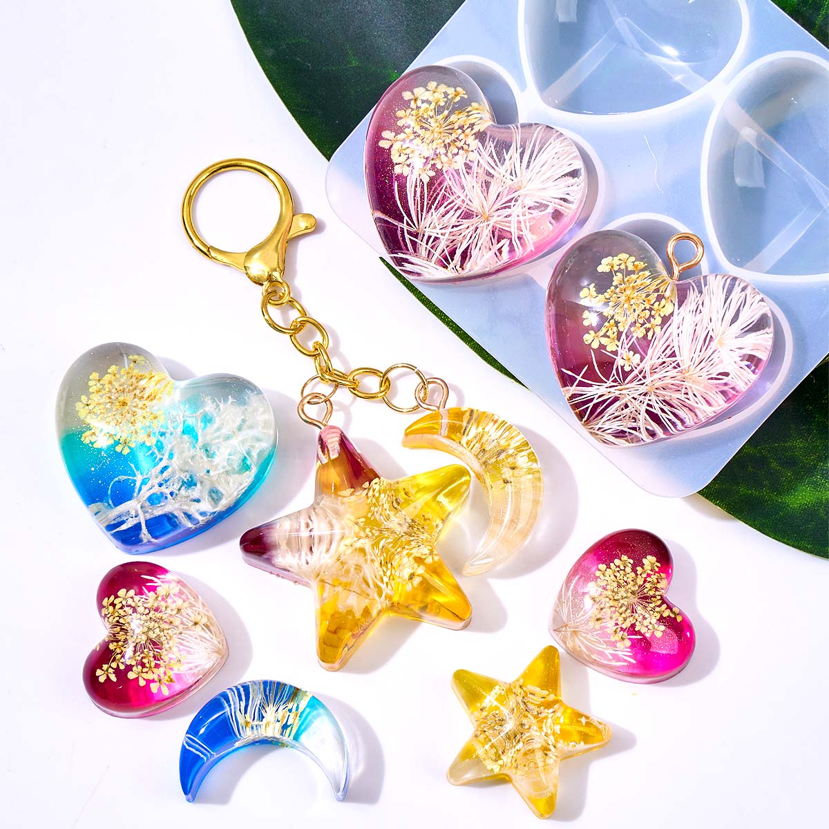 Heart Star Moon Pendant Silico - Resin Art Heart ulasan dan harga