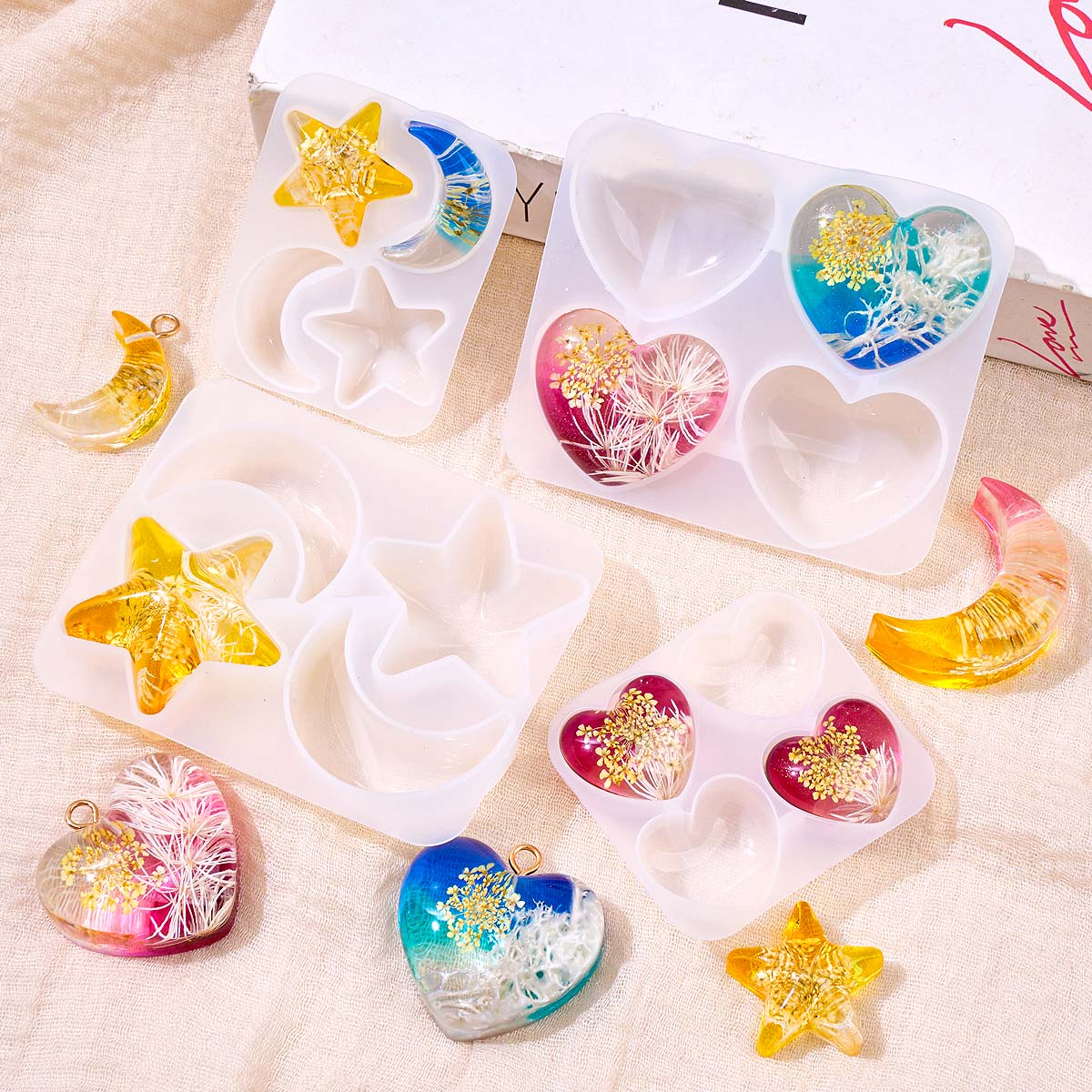 Heart Star Moon Pendant Silico - Resin Art Heart ulasan dan harga