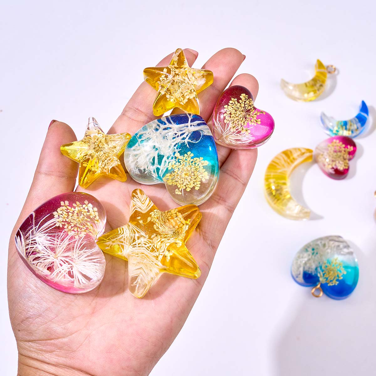 Heart Star Moon Pendant Silico - Resin Art Heart ulasan dan harga