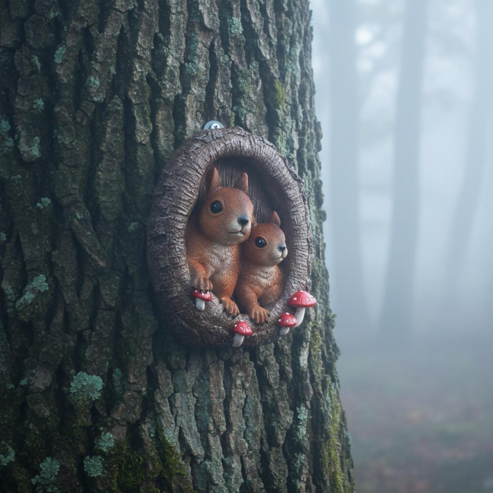 Squirrels in Tree Hollow Statu - Resin Art Wall ulasan dan harga