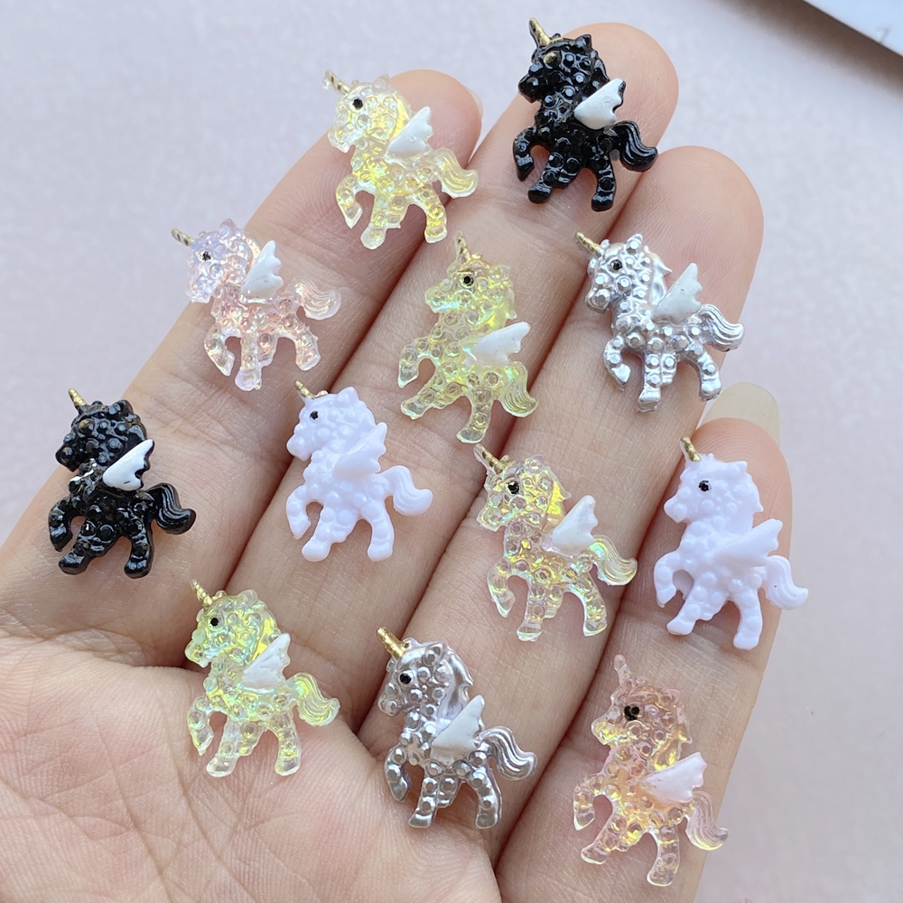10Pcs Cute Mini Cartoon Unicor - Resin Art Design For Wedding ulasan dan harga