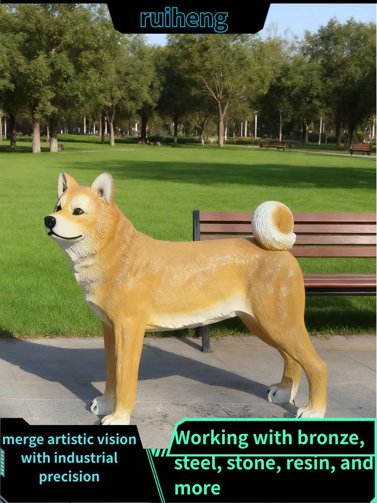 Realistic Akita Inu Dog Sculpt - Resin Art Sculptures ulasan dan harga