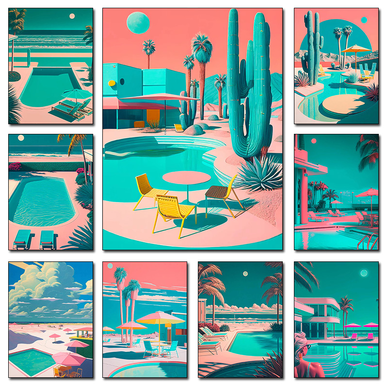 Retro Futuristic Beachside Pal - Resin Art Wall ulasan dan harga