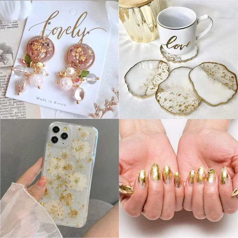 100Pcs Imitation Gold Foil She - Resin Art For Anniversary Gift ulasan dan harga