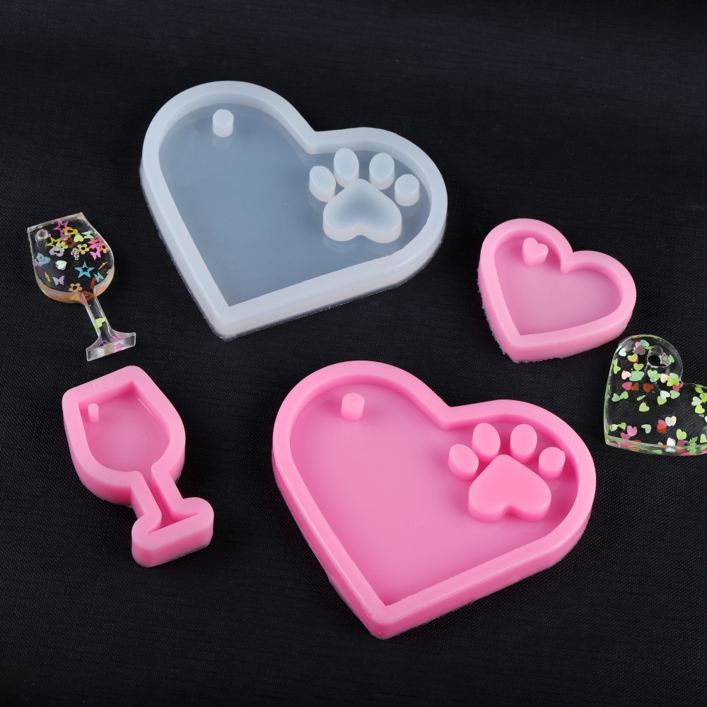 Cat Bear Paw Dog Bone Tag Pend - Resin Art Heart ulasan dan harga