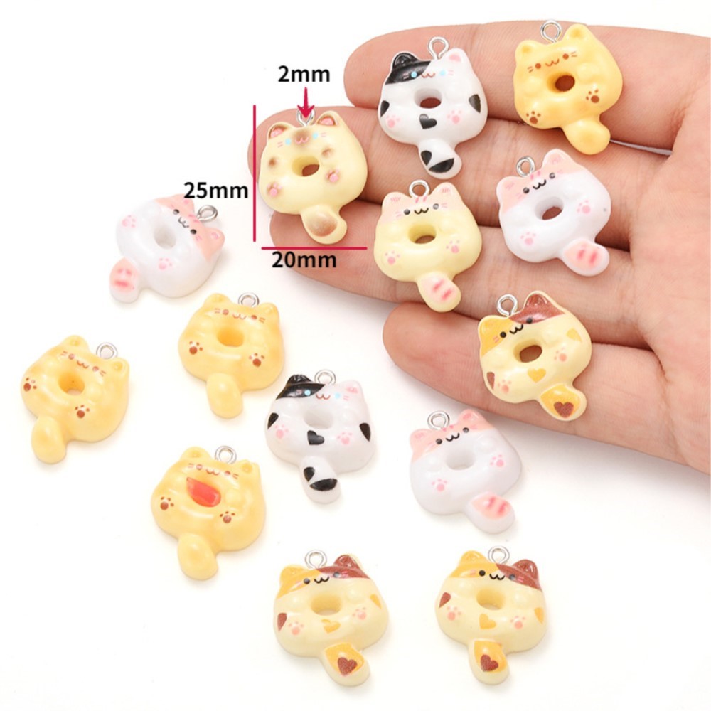 10Pcs Kawaii Cartoon Cat Resin - Resin Art Keychain ulasan dan harga
