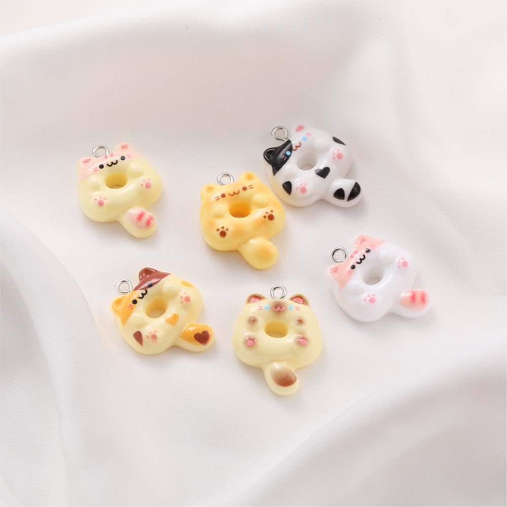 10Pcs Kawaii Cartoon Cat Resin - Resin Art Keychain ulasan dan harga
