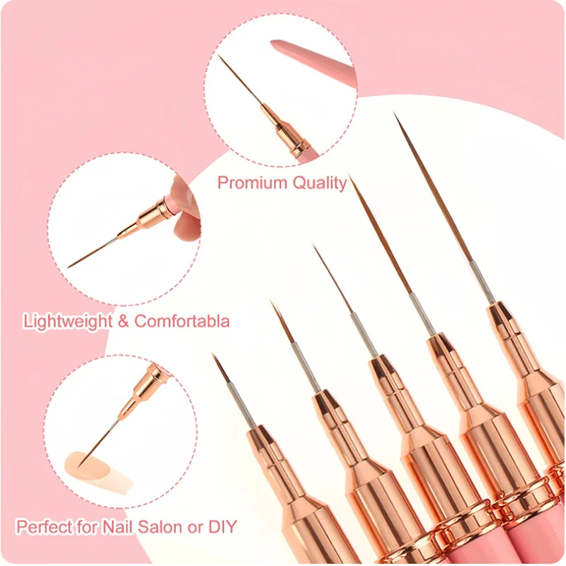 5pc/1set Nail Art Liner Brushe - Resin Art Gel ulasan dan harga