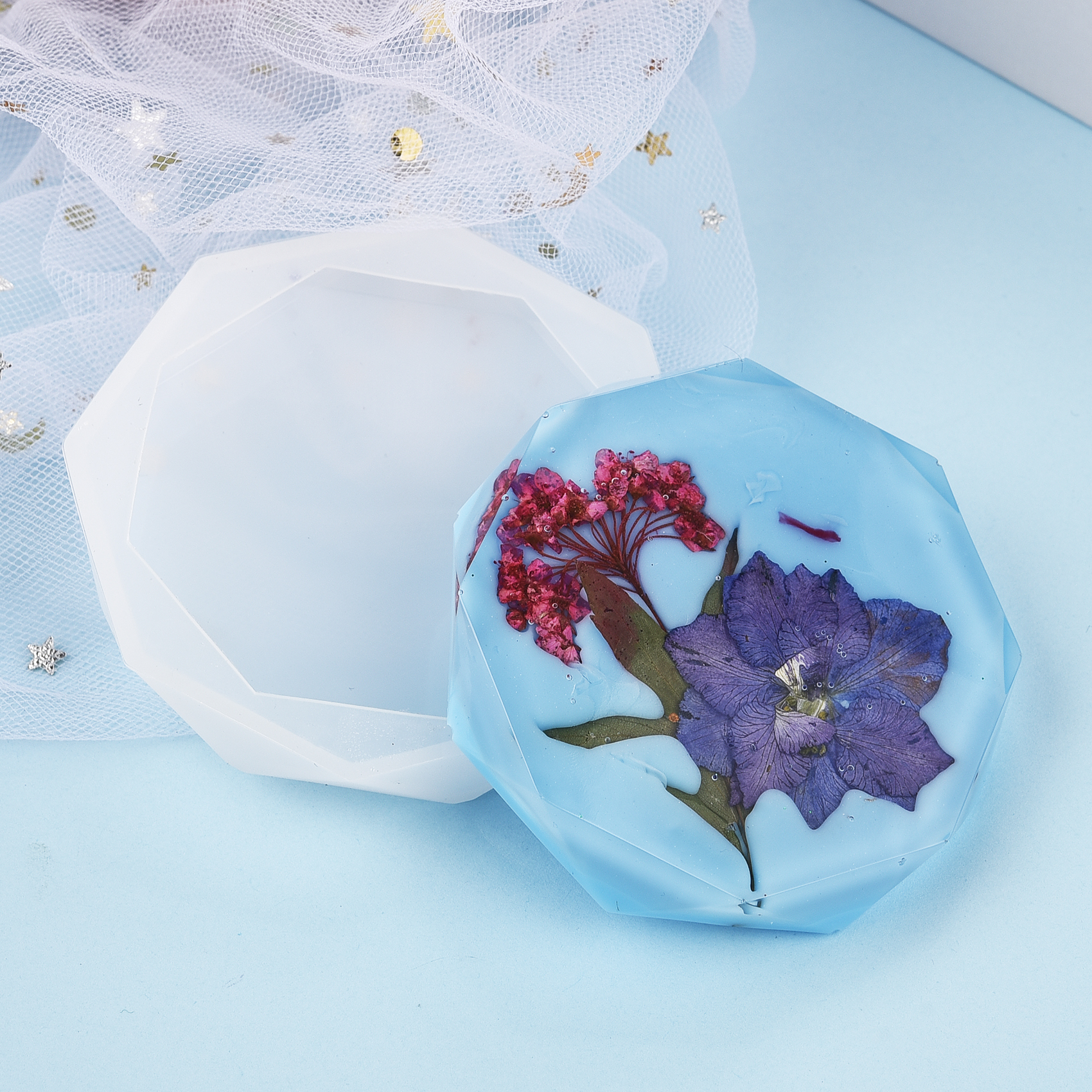 Resin Coaster Silicone Mold Ca - Resin Art Heart ulasan dan harga