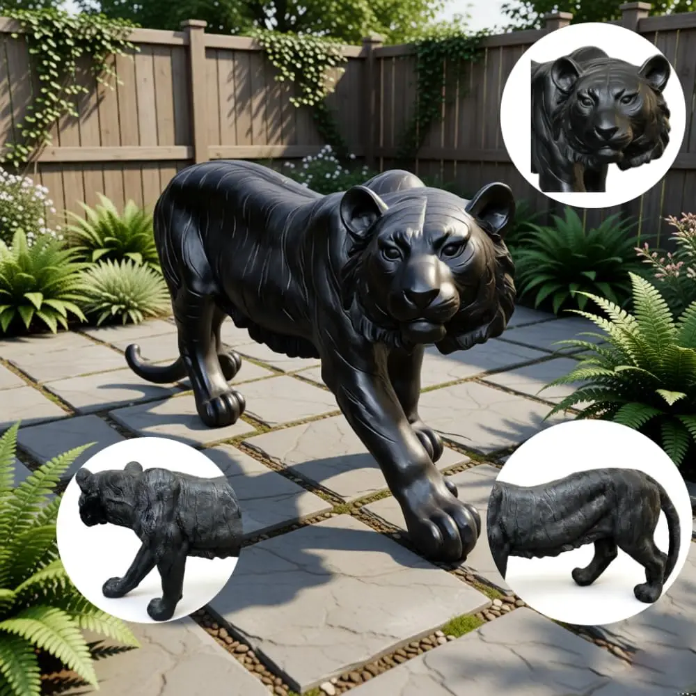 Black Tiger Statue Outdoor Dec - Resin Art Sculptures ulasan dan harga