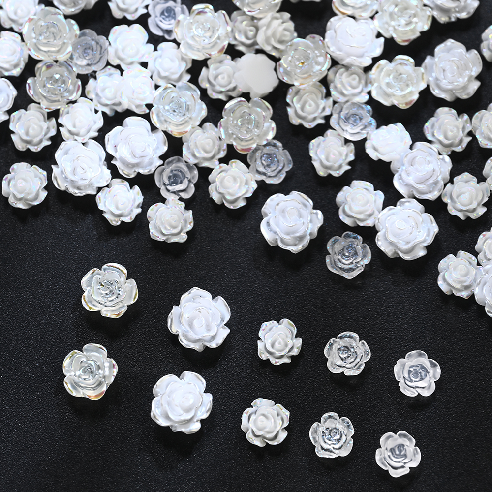 24 Grids 3D Pearls White Rose  - Resin Art Design For Wedding ulasan dan harga
