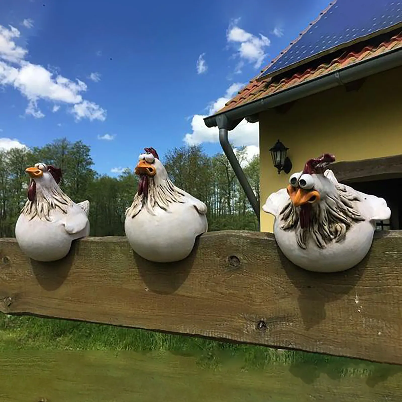 Funny Chicken Fence Decor Stat - Resin Art Sculptures ulasan dan harga