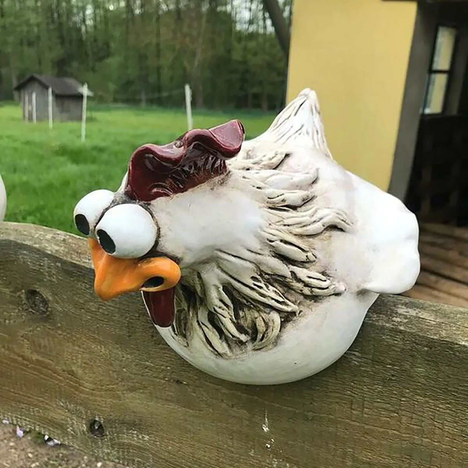 Funny Chicken Fence Decor Stat - Resin Art Sculptures ulasan dan harga