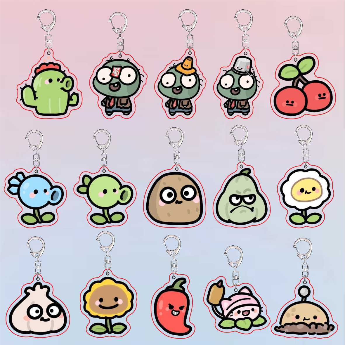 Plants Vs Zombies Acrylic Cute - Resin Art Keychain ulasan dan harga