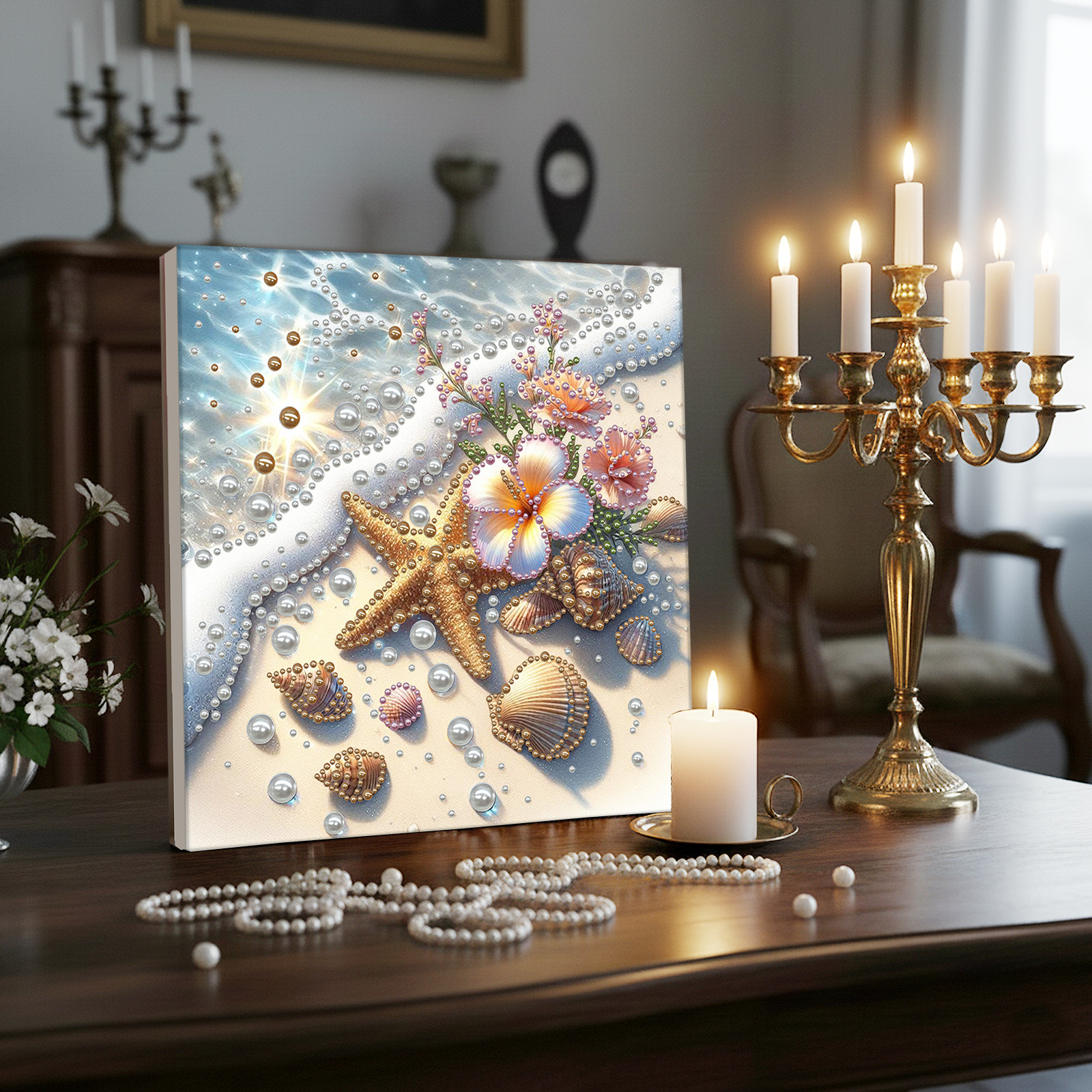 Seaside DIY Pearl Dot Painting - Resin Art Frame ulasan dan harga