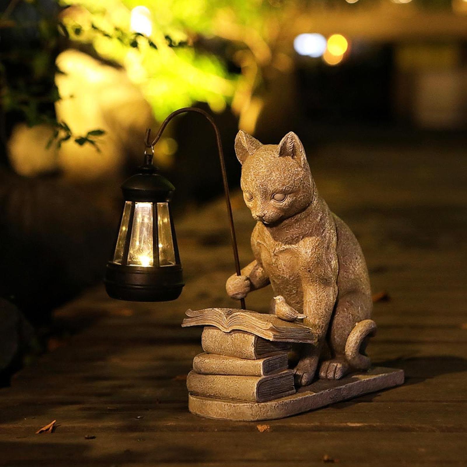 Cat Solar Garden Mini Statue S - Resin Art Sculptures ulasan dan harga