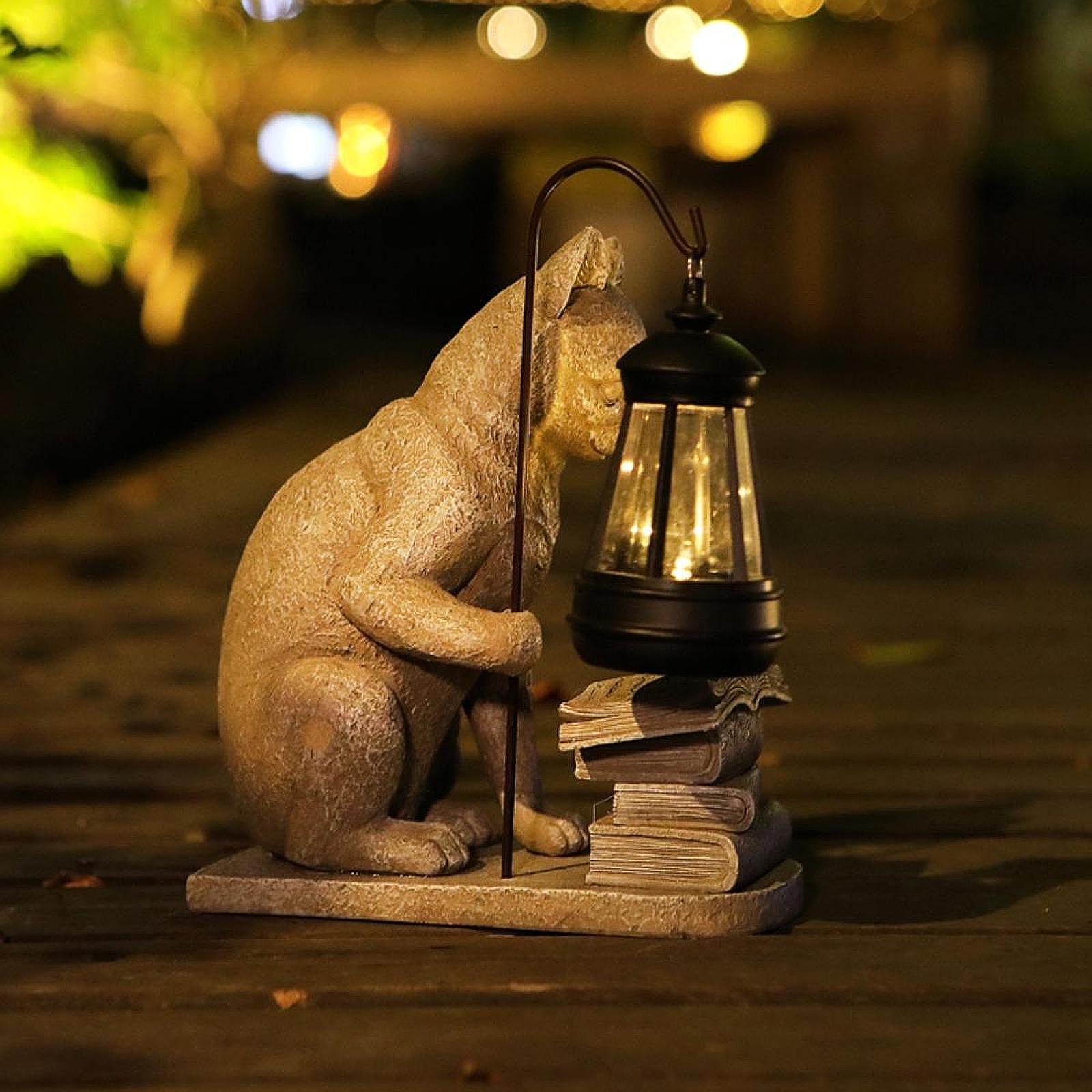 Cat Solar Garden Mini Statue S - Resin Art Sculptures ulasan dan harga