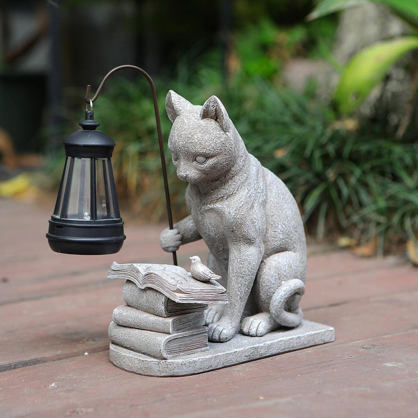 Cat Solar Garden Mini Statue S - Resin Art Sculptures ulasan dan harga